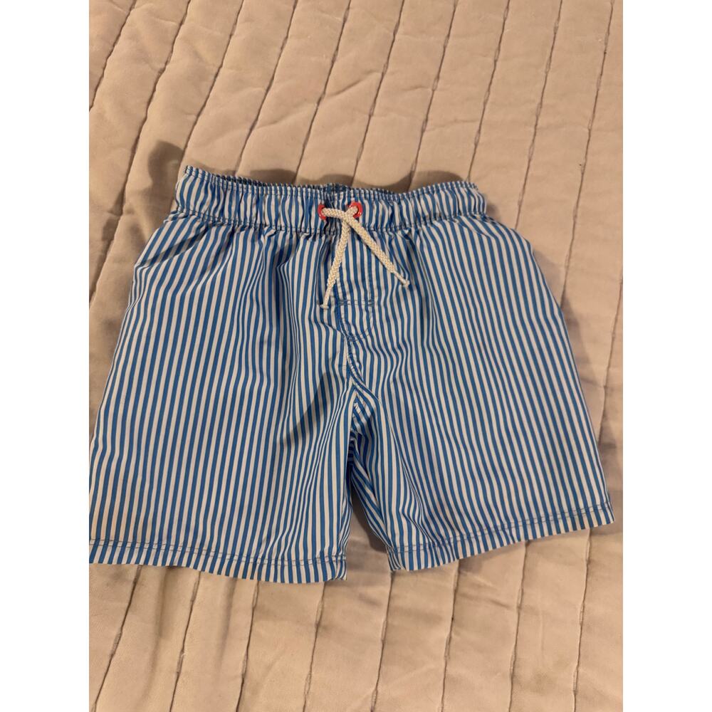 H&M boys swim trunks blue white striped sz 5t